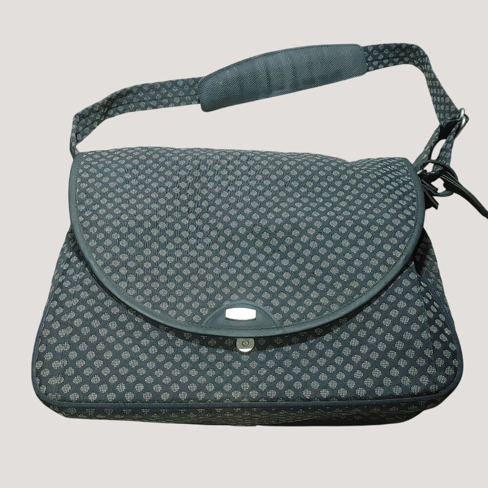 Protocol Black Grey Pattern Messenger Bag Adjustable Strap Multiple Compartments